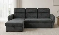 Colțar Extensibil Elliot Luka cu Ladă Depozitare, Gri Închis
