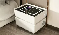 Noptieră Smart Multifuncțională KJN6251 Albă 2 Sertare