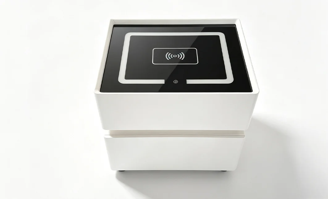 Noptieră Smart Multifuncțională KJN6251 Albă 2 Sertare 5