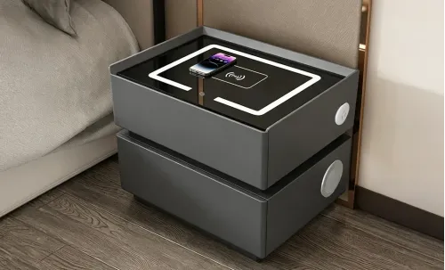 Noptieră Smart Multifuncțională KJN6251 Gri 2 Sertare