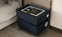 Noptieră Smart Multifuncțională KJN6251 Neagră 2 Sertare