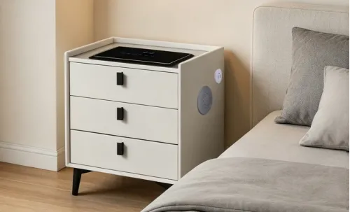 Noptieră Smart Multifuncțională KJN5754 Albă 3 Sertare