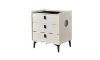 Noptieră Smart Multifuncțională KJN5754 Albă 3 Sertare 2