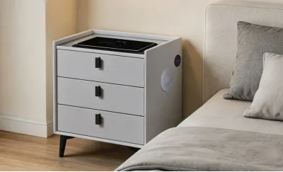 Noptieră Smart Multifuncțională KJN5754 Gri 3 Sertare