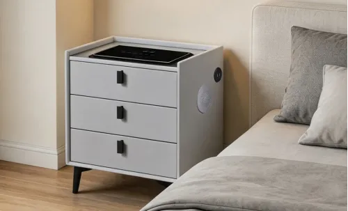 Noptieră Smart Multifuncțională KJN5754 Gri 3 Sertare