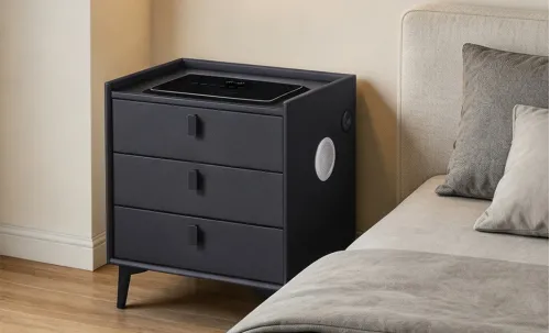 Noptieră Smart Multifuncțională KJN5754 Neagră 3 Sertare