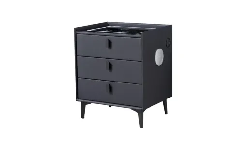 Noptieră Smart Multifuncțională KJN5754 Neagră 3 Sertare