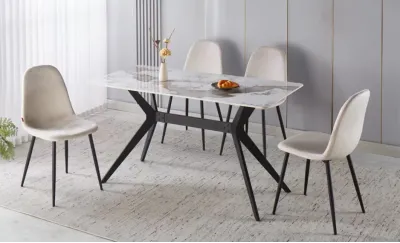 Set Masă Living cu 4 Scaune KJD7180 PANDORA Bej