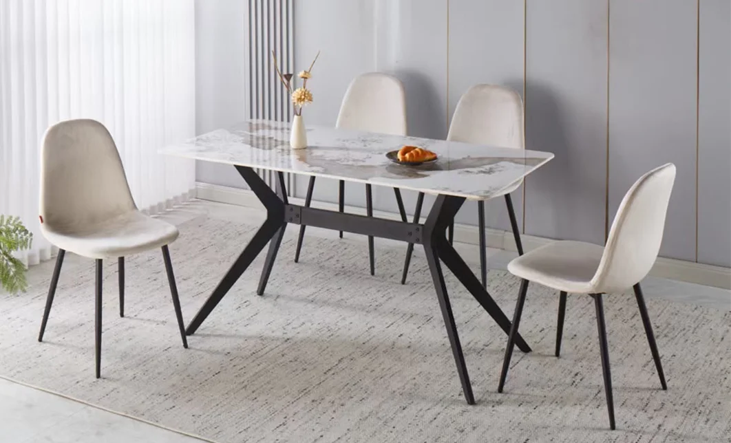 Set Masă Living cu 4 Scaune KJD7180 PANDORA Bej 2