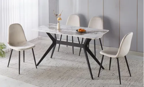 Set Masă Living cu 4 Scaune KJD7180 PANDORA Bej