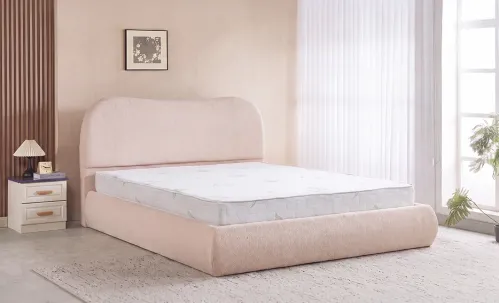 Pat Tapițat cu Somieră Rabatabilă KJB3861, Bej 160x200 