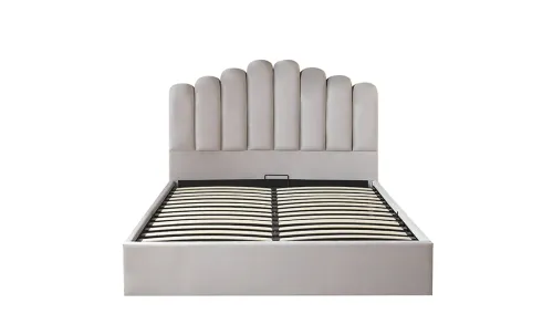 Pat Tapițat cu Somieră Rabatabilă KJB5462, Gri 160x200 
