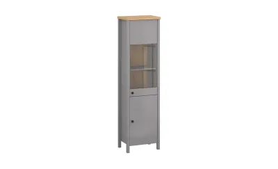 Vitrină Melini A Gri Ardezie, Stejar Artisan
