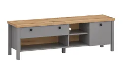 Comodă TV Melini B Gri Ardezie, Stejar Artisan