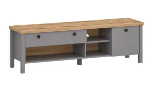 Comodă TV Melini B Gri Ardezie, Stejar Artisan