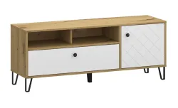 Comodă TV Sorrento B Stejar Artisan, Alb Mat