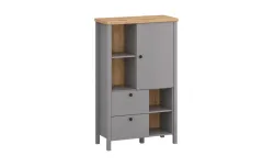Vitrină Melini C Gri Ardezie, Stejar Artisan