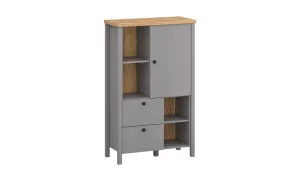 Vitrină Melini C Gri Ardezie, Stejar Artisan