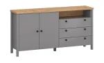 Comodă Melini K Gri Ardezie, Stejar Artisan