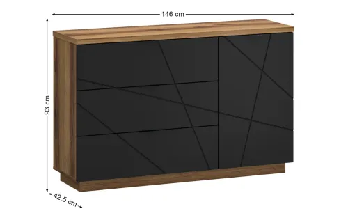 Comodă Orient E Delano Dark, Negru Soft-touch