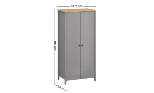 Dulap Melini F Gri Ardezie, Stejar Artisan