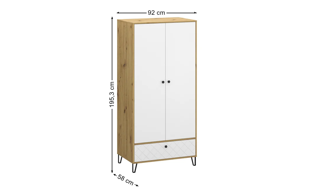 Dulap Sorrento F Stejar Artisan, Alb Mat 2