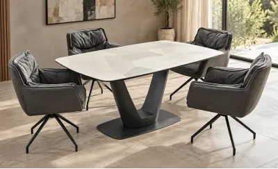 Set Masă Extensibilă CT139 cu 4 Scaune KJC389 Gri