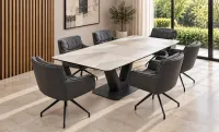 Set Masă Extensibilă CT139 cu 6 Scaune KJC389 Negre