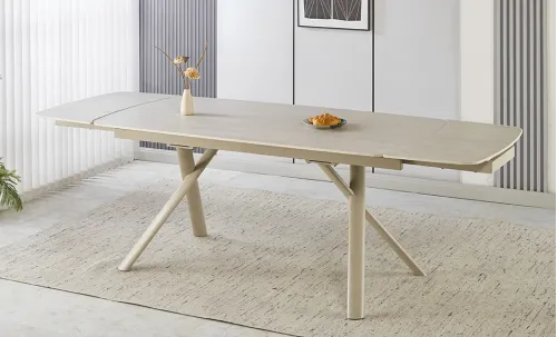 Masă Living Extensibilă DTM0415 cu Blat Ceramic, Bej