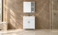 Set Mobilier Baie KJBS-P007-80 Alb cu Lavoar și Oglindă