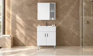 Set Mobilier Baie KJBS-P007-60 Alb cu Lavoar și Oglindă