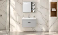 Set Mobilier Baie KJ-L021 Gri cu Lavoar și Oglindă
