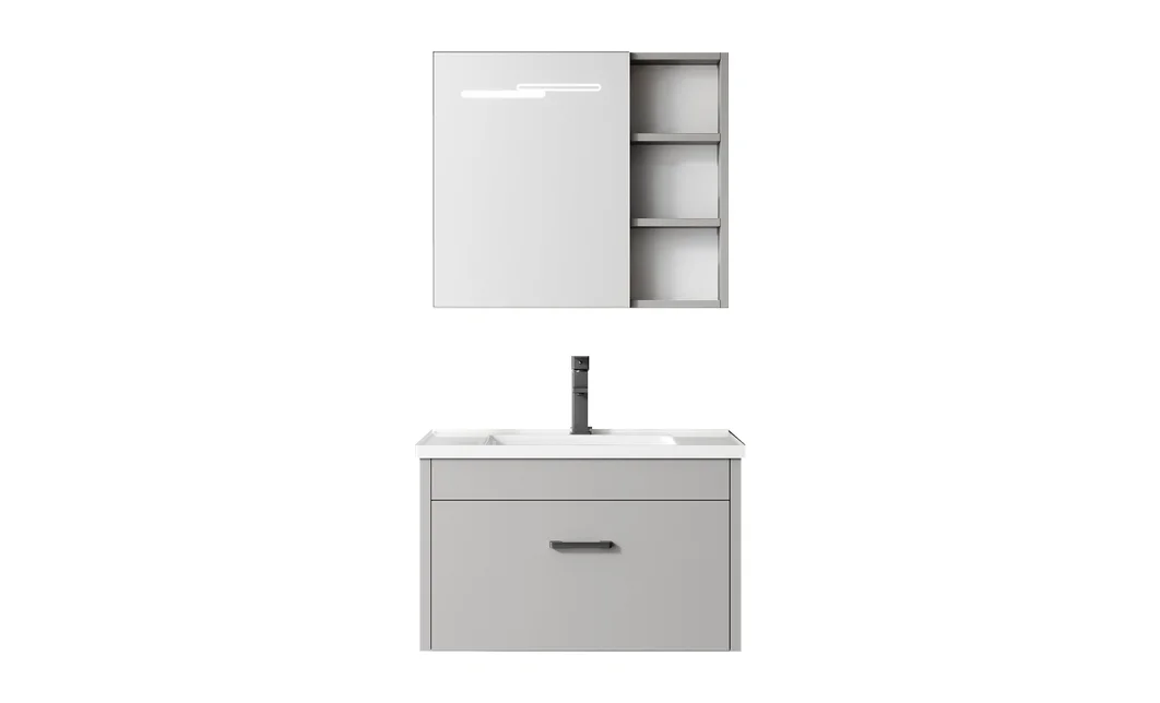 Set Mobilier Baie KJ-L021 Gri cu Lavoar și Oglindă 2