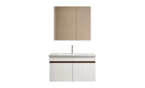 Set Mobilier Baie KJBS-515-60 Alb cu Lavoar și Oglindă LED