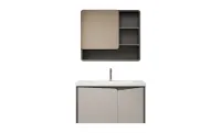Set Mobilier Baie KJBS-26-80 Gri cu Lavoar și Oglindă 2