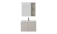 Set Mobilier Baie KJBS-X1-60 Bej cu Lavoar și Oglindă LED 2