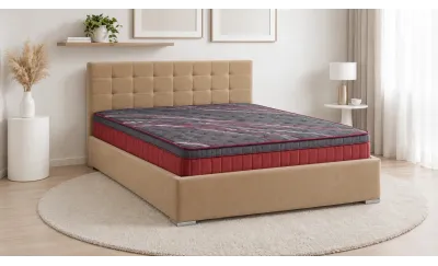 Pat Tapitat Claudia Beige cu somiera pal 160x200