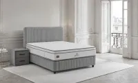 Set Pat Tapitat cu Saltea Bella Grey 180x200 2