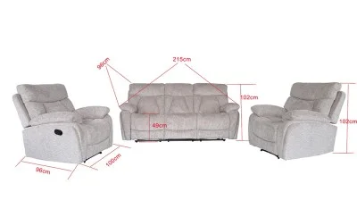 Set canapea cu 2 fotolii, sistem recliner manual Havana, Bej