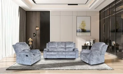 Set canapea cu 2 fotolii, sistem recliner manual Amber , Gri