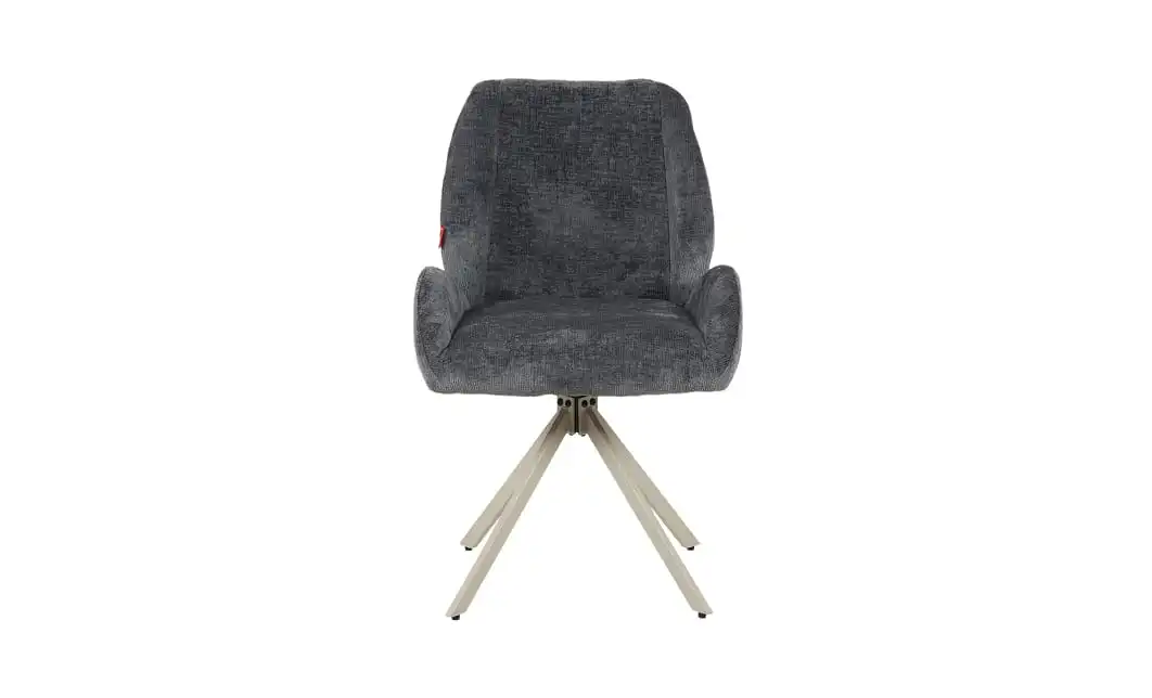 Set Masă Living Extensibilă Bej DTM0405CS Blat Ceramic cu 6 Scaune Rotative DCM0104CS Gri