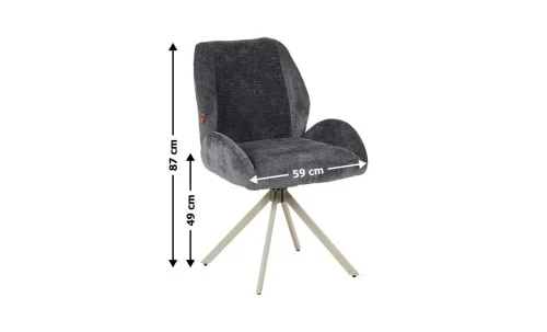 Set Masă Living Extensibilă Bej DTM0405CS Blat Ceramic cu 6 Scaune Rotative DCM0104CS Gri