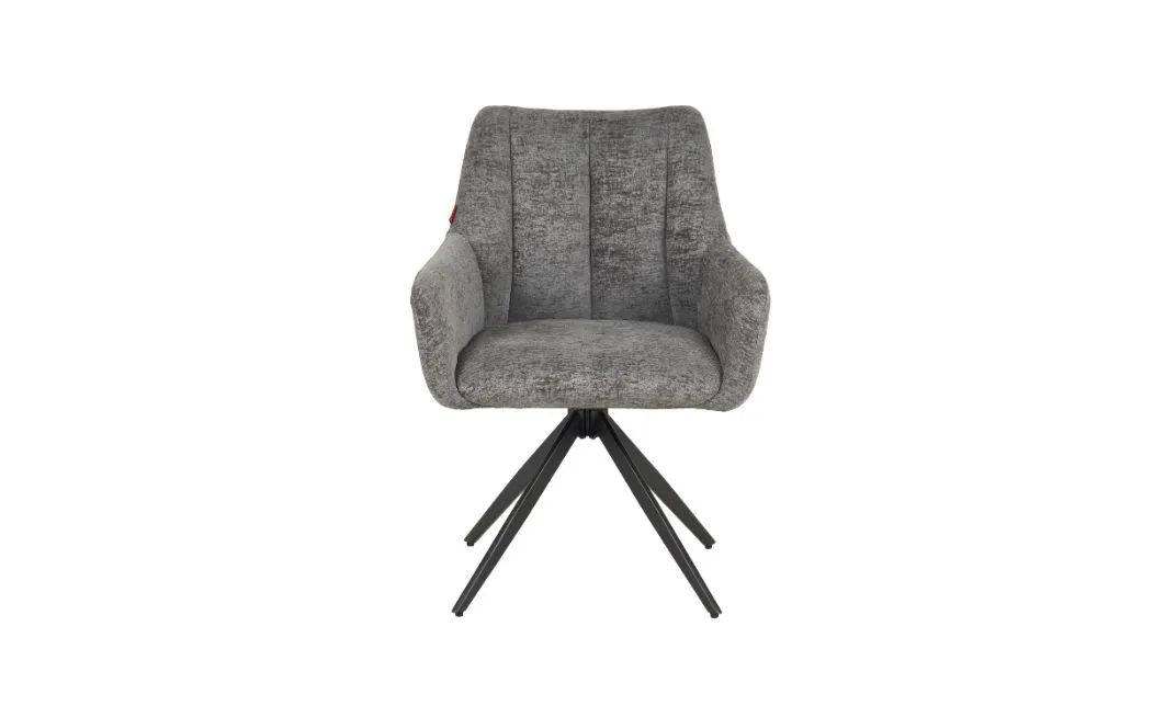 Set Masă Living Extensibilă Blat Ceramic Negru/Auriu DTM0105CS cu 6 Scaune DCM0112AS Gri