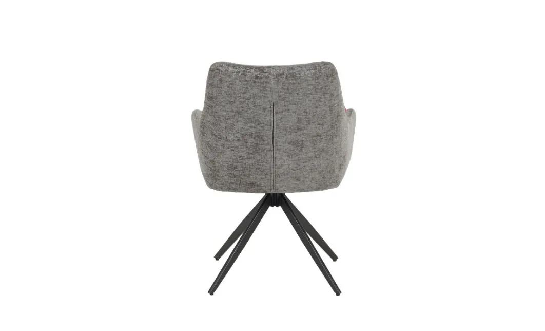 Set Masă Living Extensibilă Blat Ceramic Negru/Auriu DTM0105CS cu 6 Scaune DCM0112AS Gri