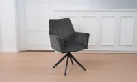 Set Masă Living Extensibilă Blat Ceramic Negru/Auriu DTM0105CS cu 4 Scaune DCM0601AS Gri Inchis 6