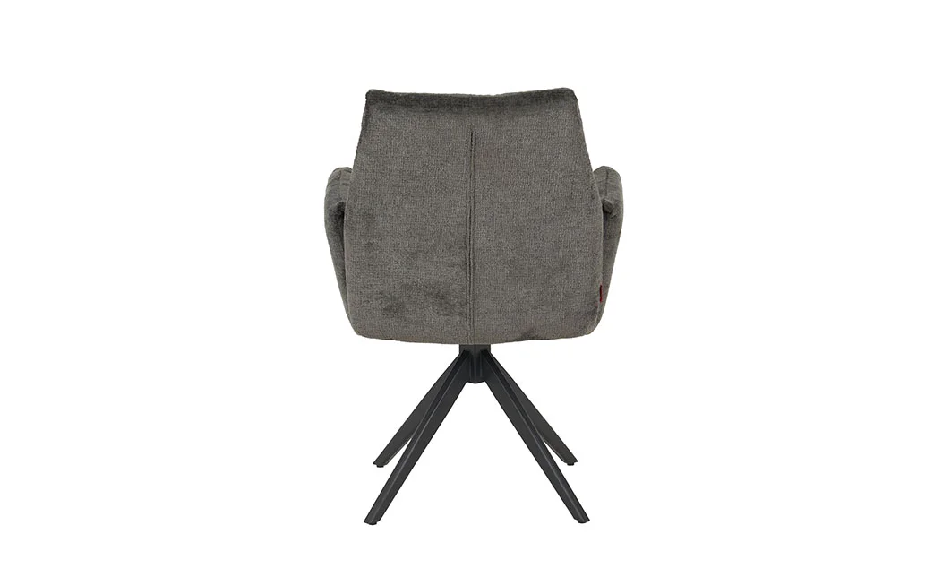 Set Masă Living Extensibilă KJT380 Blat Lucios Alb cu 6 Scaune Rotative DCM0601AS Gri Închis