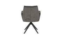 Set Masă Living Extensibilă KJT380 Blat Lucios Alb cu 6 Scaune Rotative DCM0601AS Gri Închis
