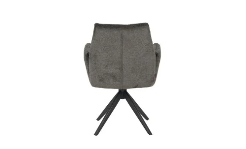 Set Masă Living Extensibilă KJT380 Blat Lucios Alb cu 6 Scaune Rotative DCM0601AS Gri Închis