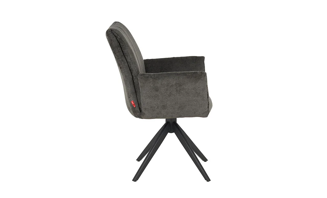 Set Masă Living Extensibilă KJT380 Blat Lucios Alb cu 6 Scaune Rotative DCM0601AS Gri Închis