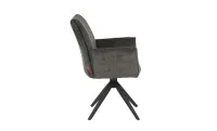Set Masă Living Extensibilă KJT380 Blat Lucios Alb cu 6 Scaune Rotative DCM0601AS Gri Închis
